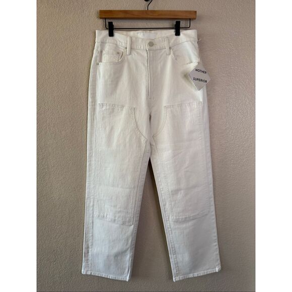 NWT Mother Superior Bee's Knees Rambler Zip Ankle Jeans Womens 31 Act Natural - Picture 2 of 16